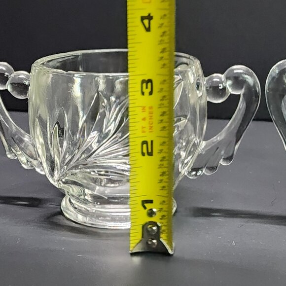 Vintage Indiana Clear Glass Willow Pattern Creamer and Sugar Bowl SET - Picture 10 of 13